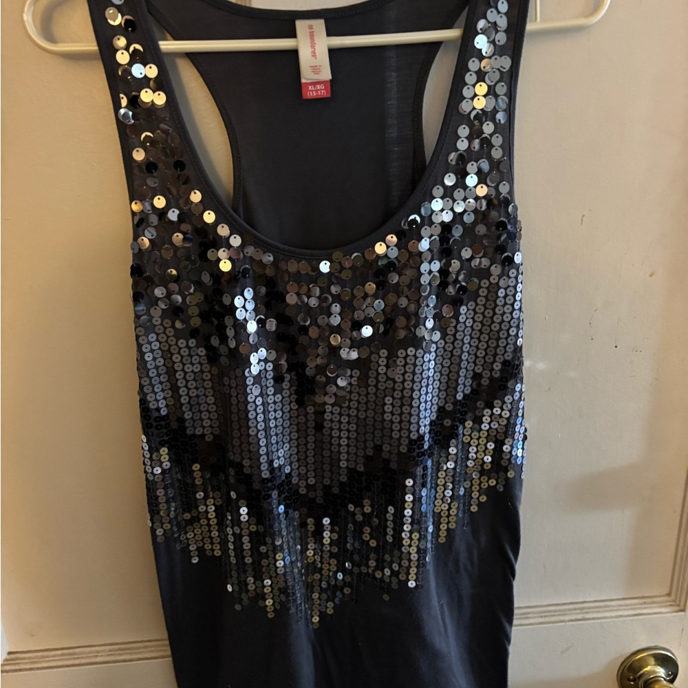 No Boundaries Black Sequin Tank Top